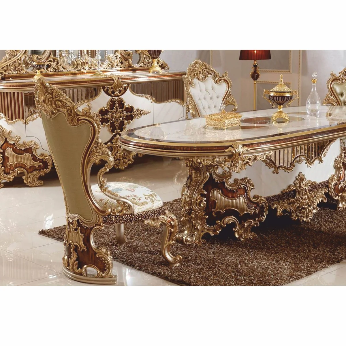 Luxury Baroque Dining Room Chair Set of 6 - Magnificent Baroque Style Dining Room Furniture