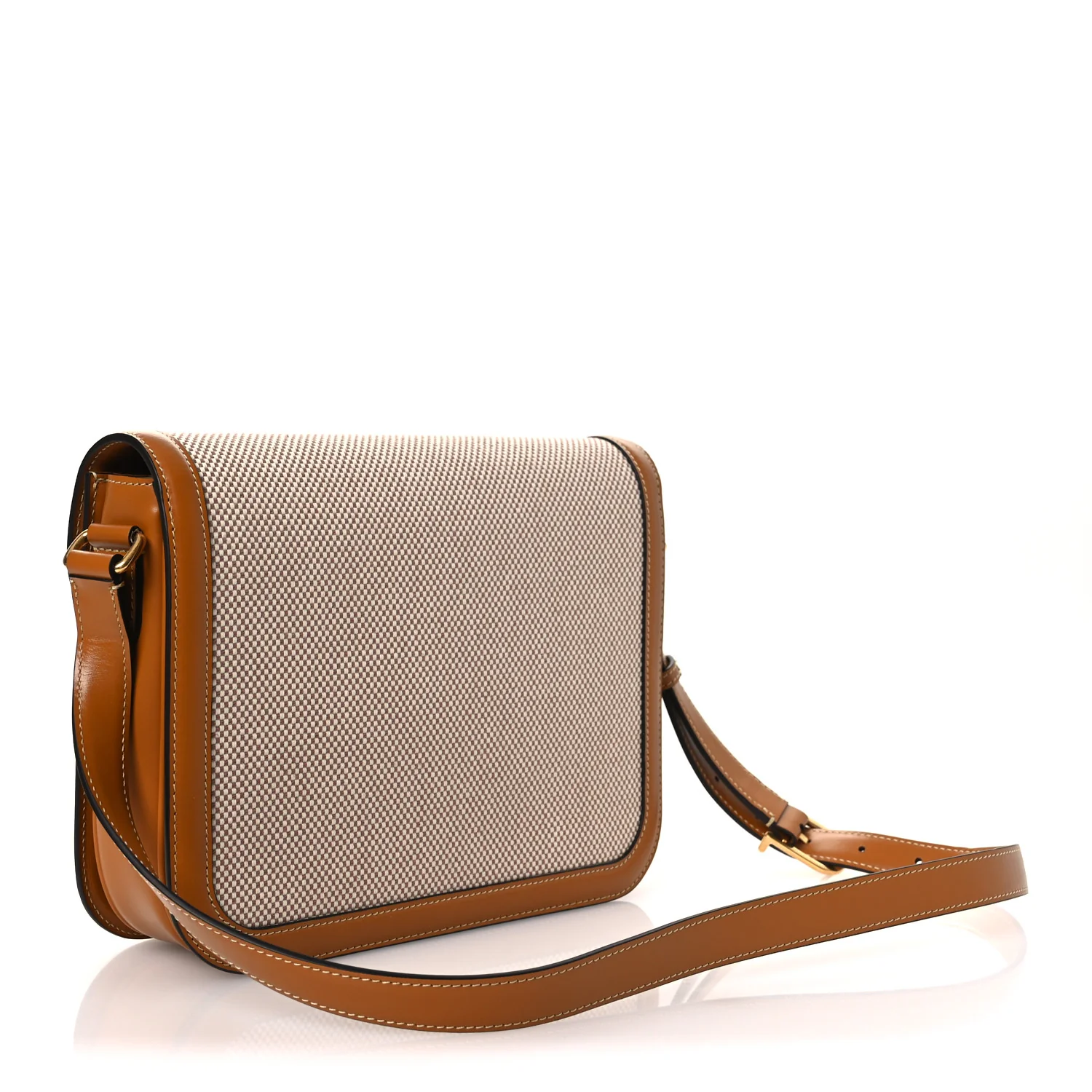 Smooth Calfskin Canvas 9to5 Shoulder Bag Natural Golden - Top Club