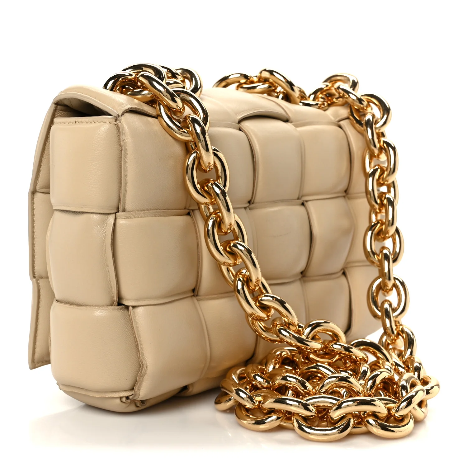 Lambskin Maxi Intreccio Padded Chain Cassette Crossbody Bag Porridge - Top Club