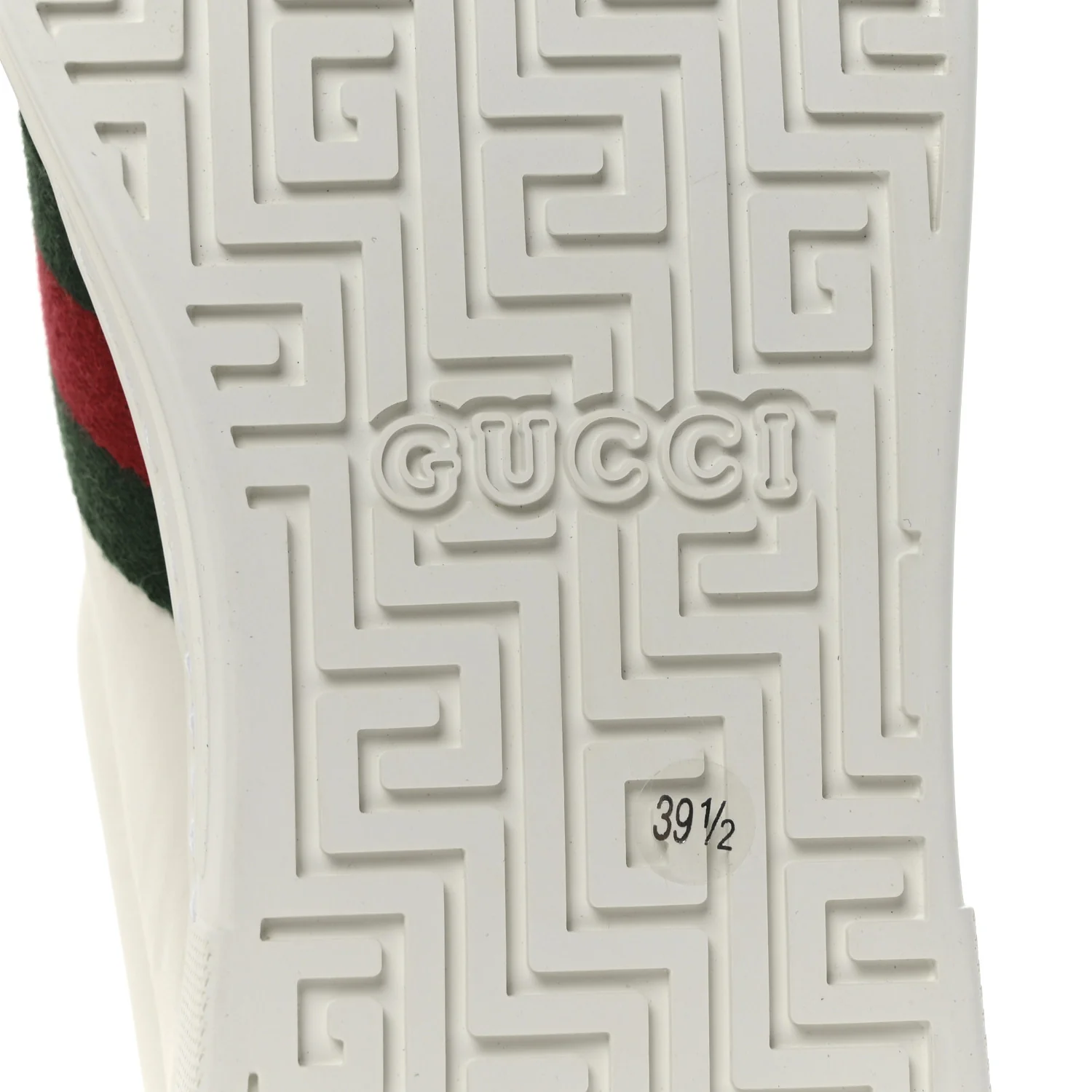 Calfskin Crocodile Web Womens Ace Sneakers 39.5 White Green - Top Club