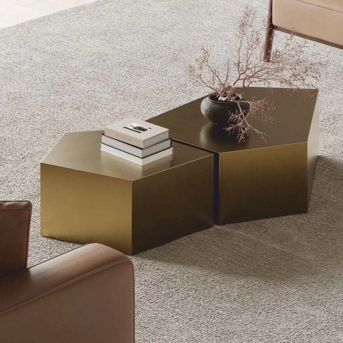 Luxury Metal Coffee Table Set Brass - Hotel & Living Room Furniture