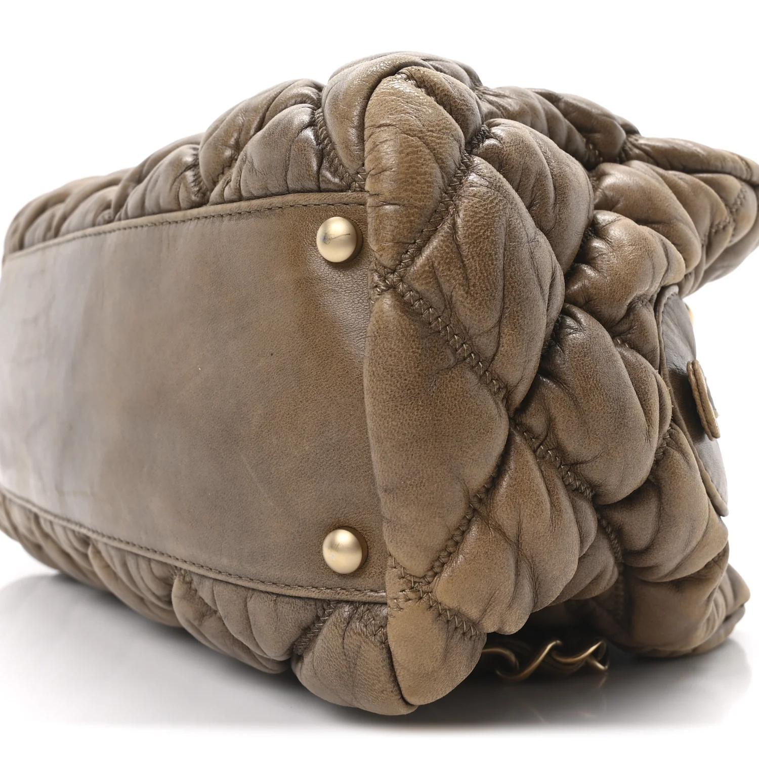Calfskin Bubble Quilt Bowler Brown - Top Club