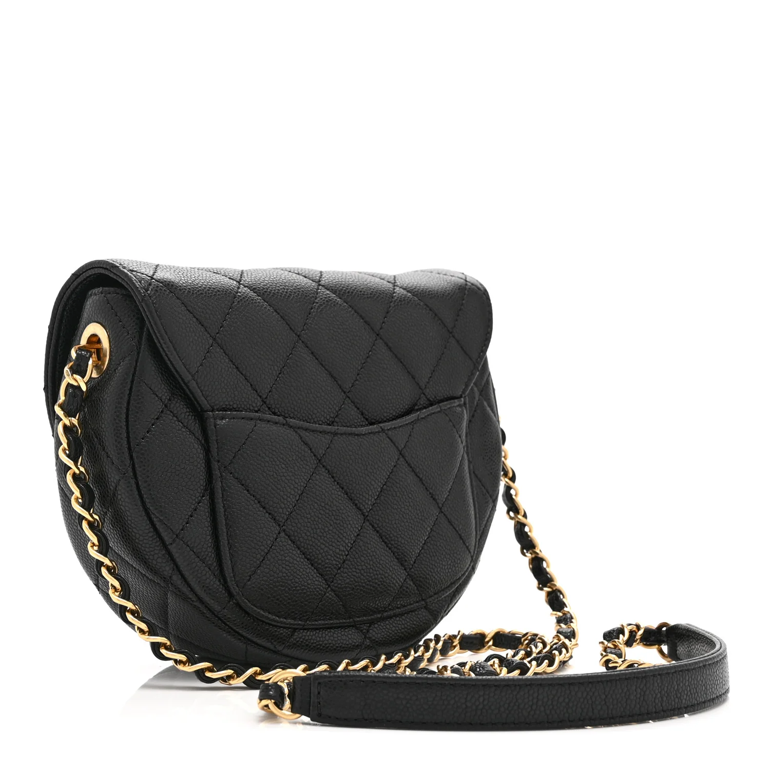 Caviar Quilted Mini Messenger Flap Black - Top Club