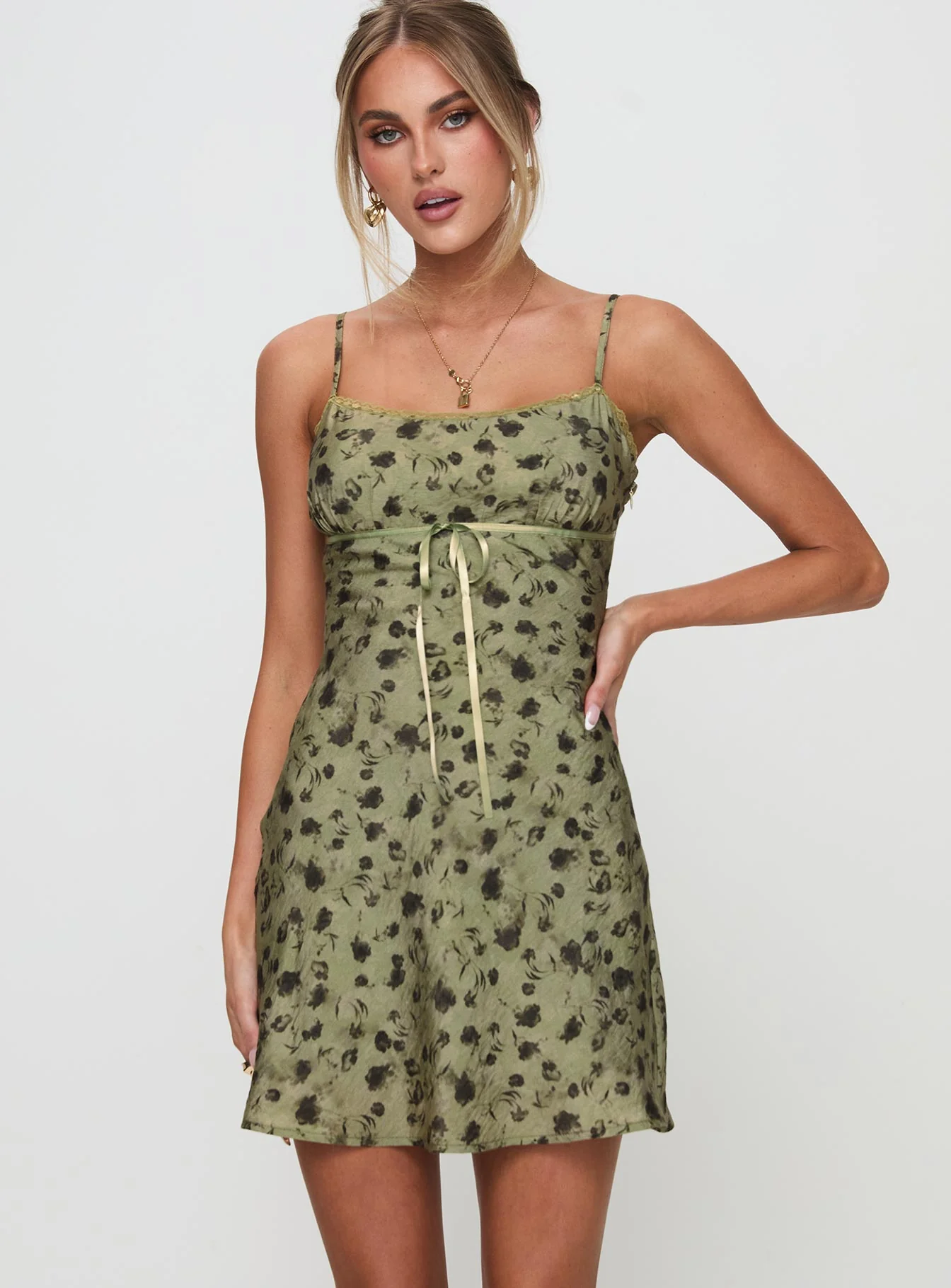 Valencia Mini Dress Sage Floral