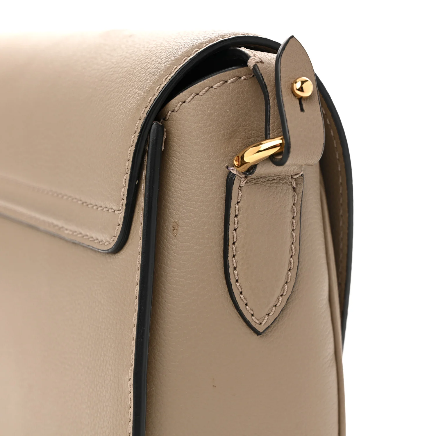 Grained Calfskin La Medusa Flap Shoulder Bag Taupe - Top Club