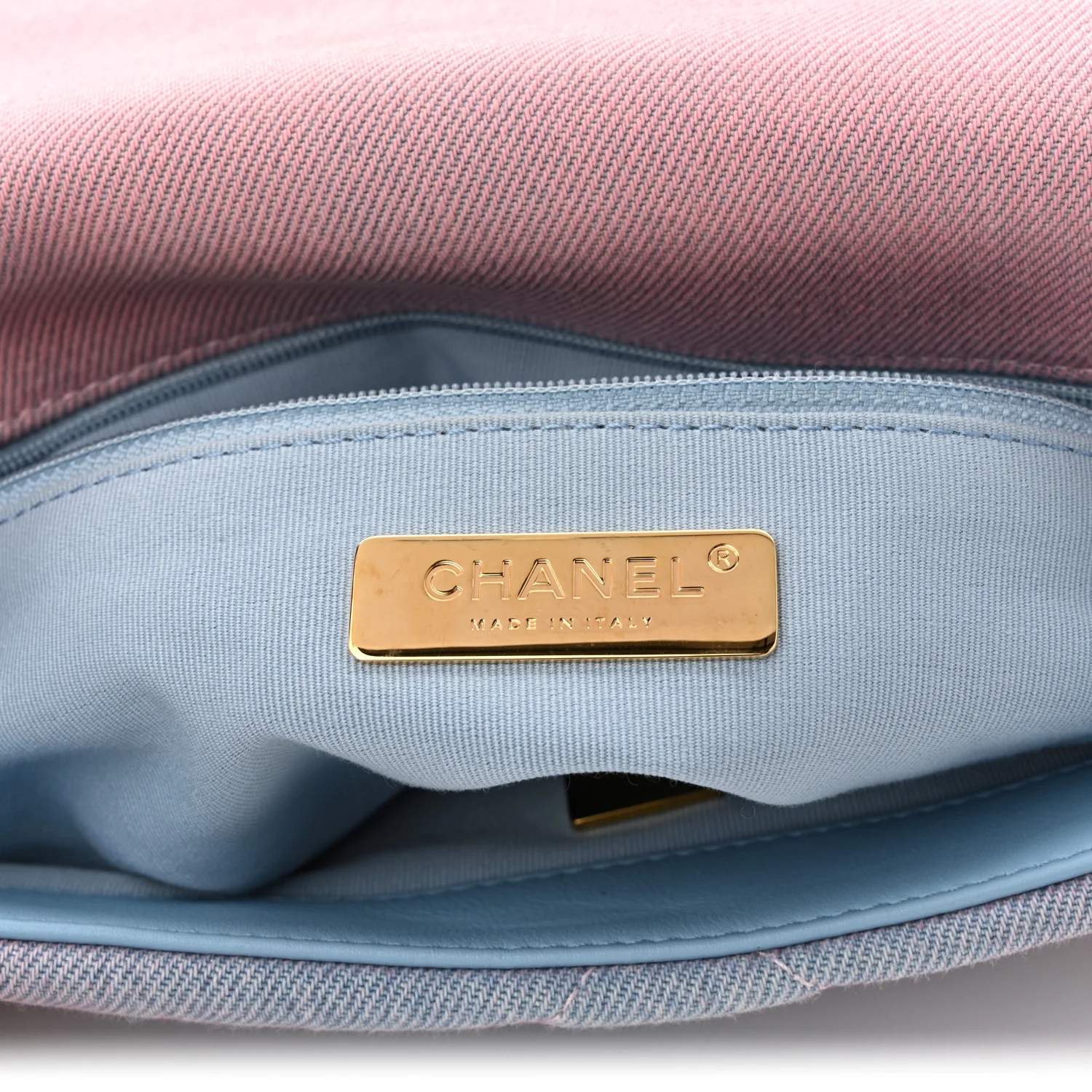 Denim Quilted Medium Chanel 19 Flap Blue Pink - Top Club