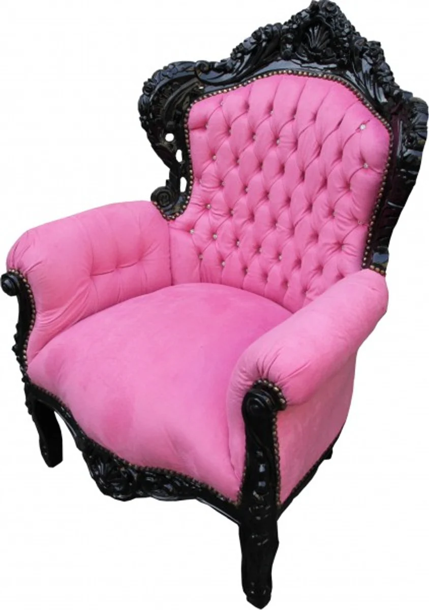 Baroque armchair King pink / black with glittering stones - Limited Edition