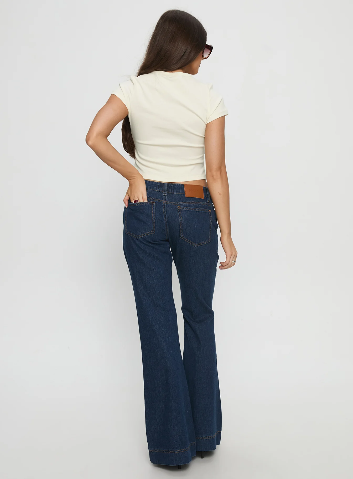 Acapulco Low Rise Flare Jeans Dark Blue Wash