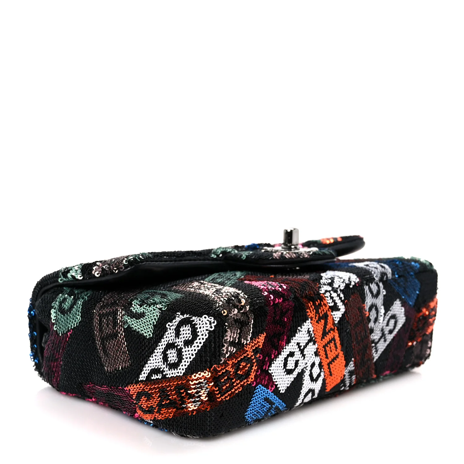 Sequin Logo Small Flap Ruthenium Multicolor - Top Club