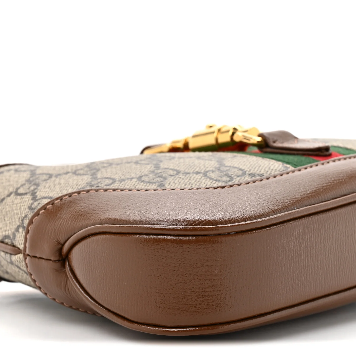 GG Supreme Monogram Azalea Calfskin Web Mini Jackie 1961 Hobo Beige Ebony Brown Sugar - Top Club