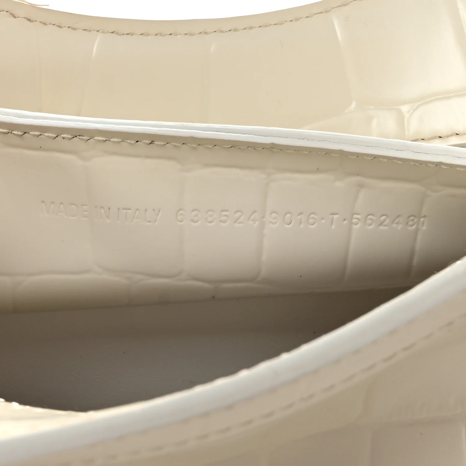 Semi Shiny Calfskin Crocodile Embossed Neo Classic Silver Hardware Nano City Crossbody White - Top Club