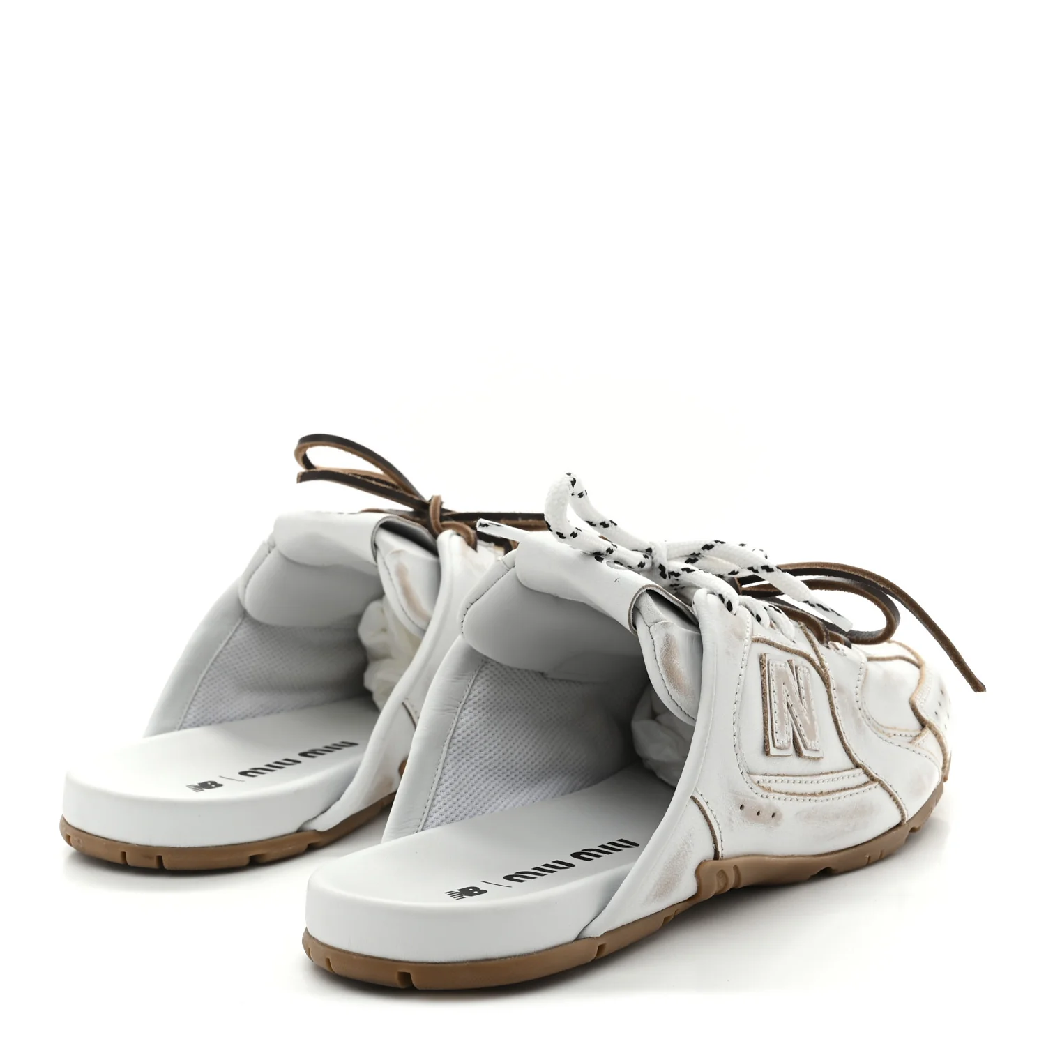 X NEW BALANCE Bleached Calfskin 530 SL Slip-On Sneakers Mules 39 White - Top Club