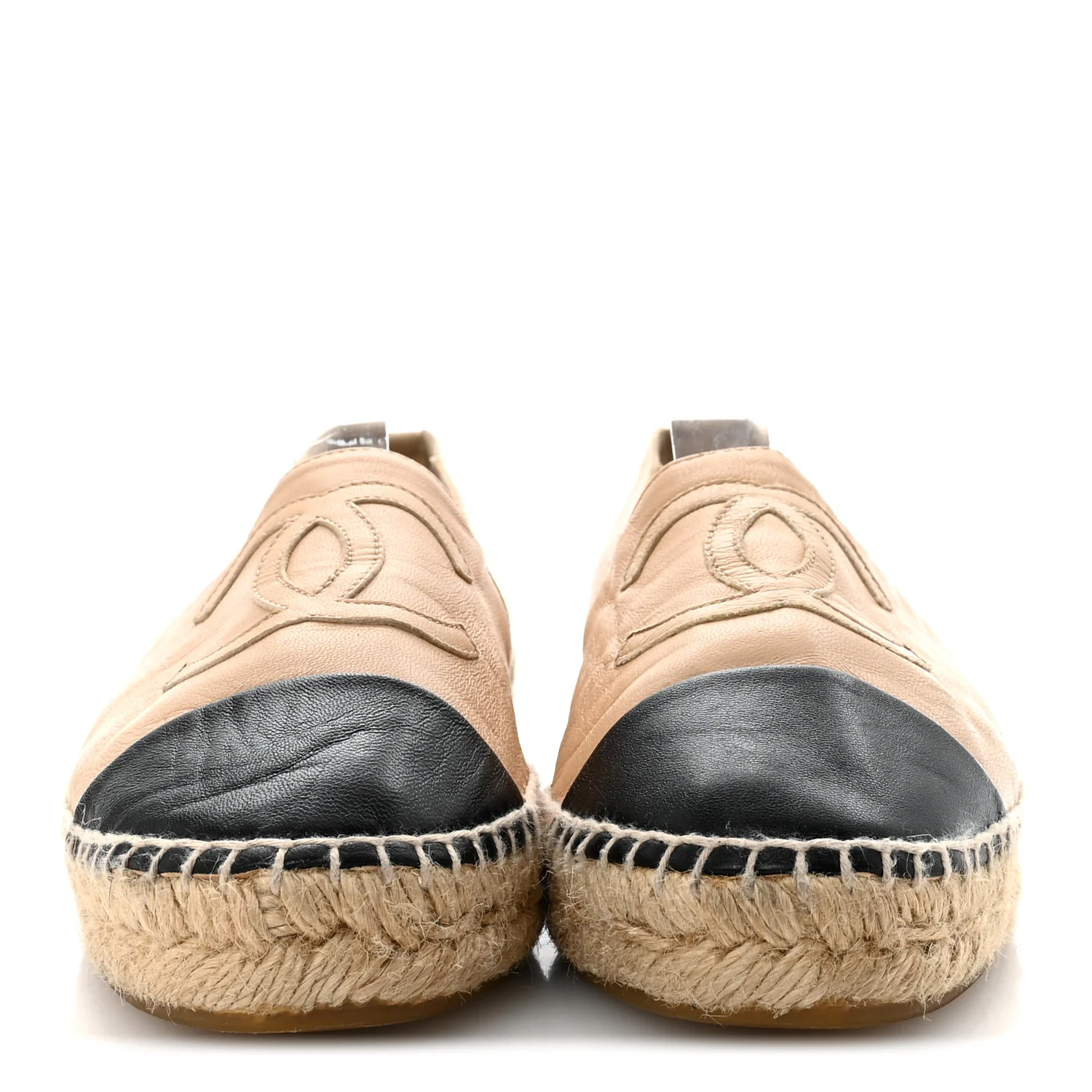 Lambskin CC Espadrilles 38 Beige Black - Top Club