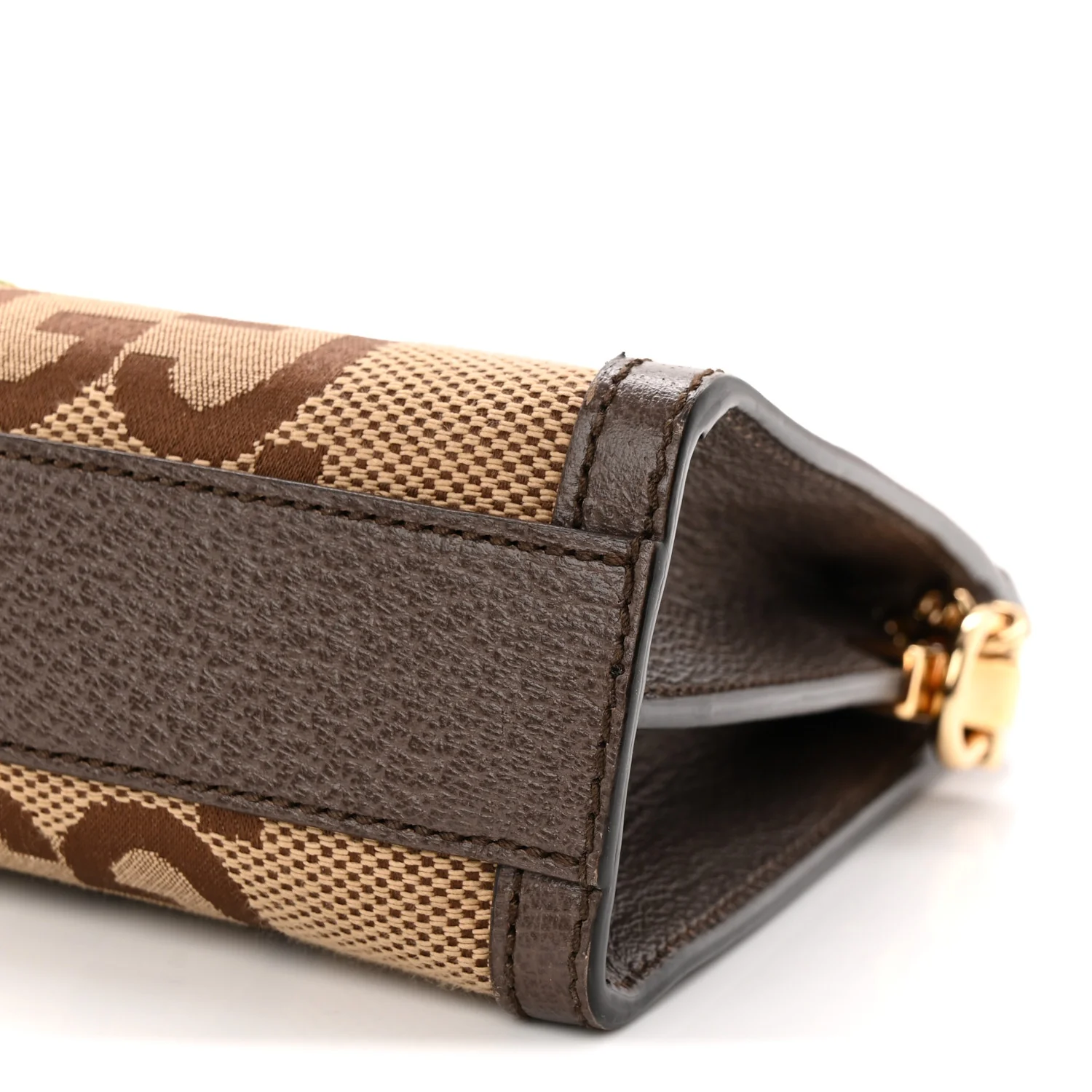 Monogram Jumbo GG Textured Dollar Calfskin Web Small Ophidia Chain Shoulder Bag Camel Ebony New Acero - Top Club