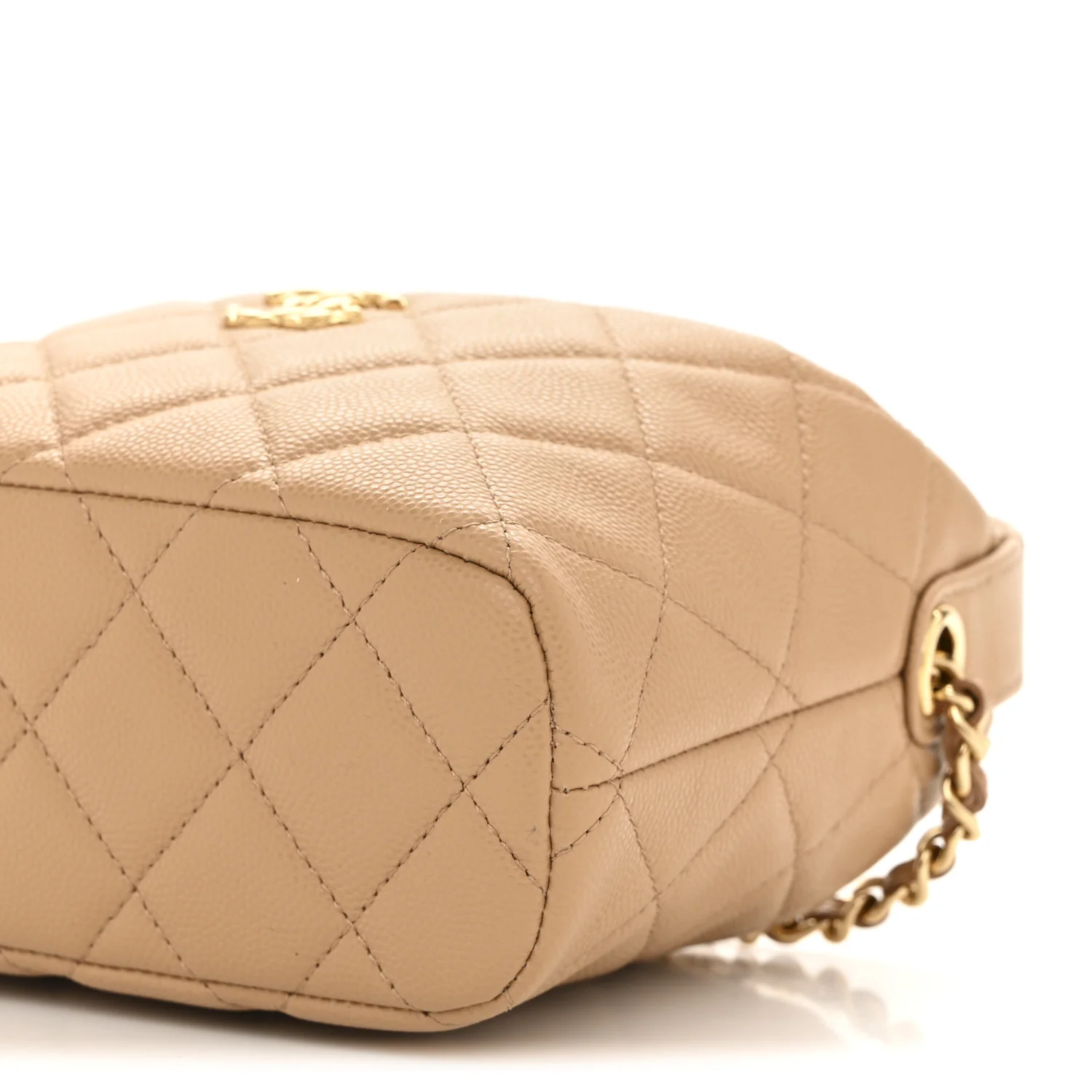 Shiny Caviar My Cush Hobo Clutch With Chain Beige - Top Club