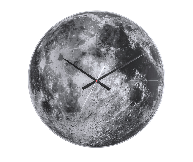 Wall clock Moon mirror glass, silent movem.