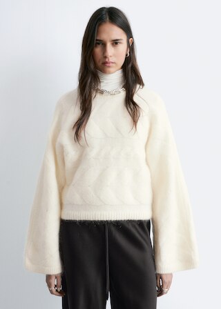 & Other Stories MOHAIR-BLEND CABLE-KNIT JUMPER