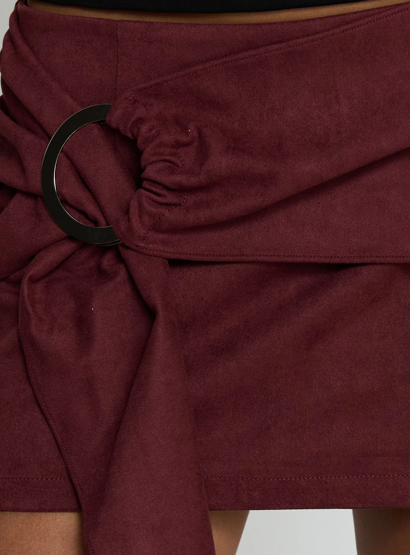 Lowretta Faux Suede Belt Mini Skirt Burgundy