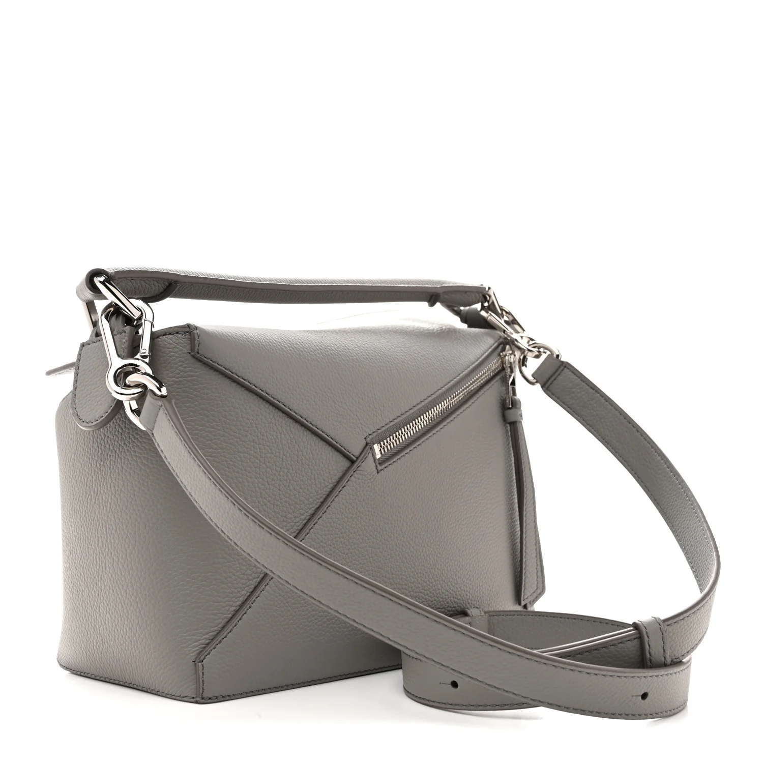 Soft Grained Calfskin Small Puzzle Edge Bag Pearl Grey - Top Club