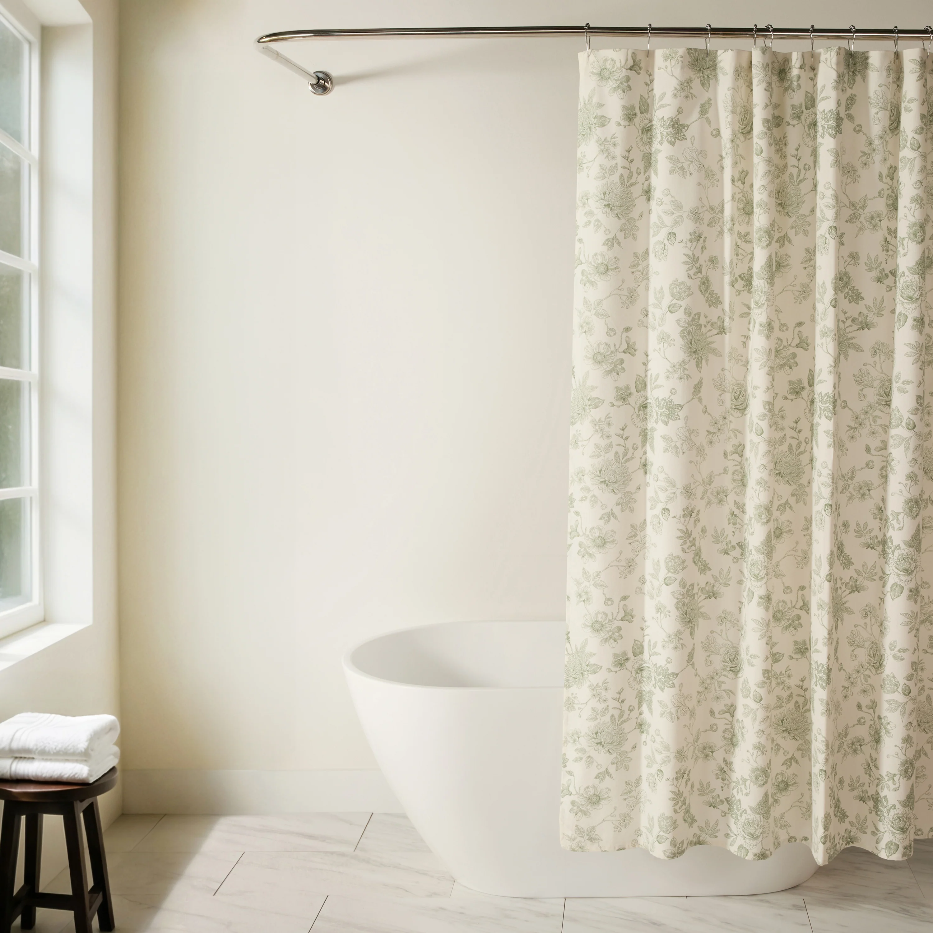 Vintage Floral Patterned Shower Curtain