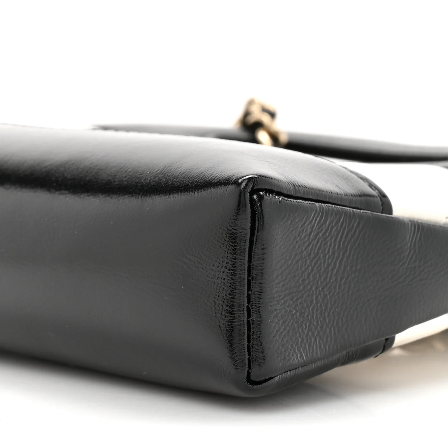 Shiny Crumpled Calfskin Quilted Nano 31 Shopping Bag White Black - Top Club