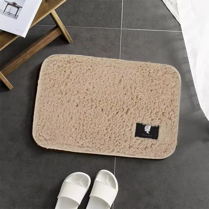 1.7cm Pile Height Polyester Water Absorbent Washable Shaggy Carpet Non-slip Door Mat Rugs Bathroom Mat