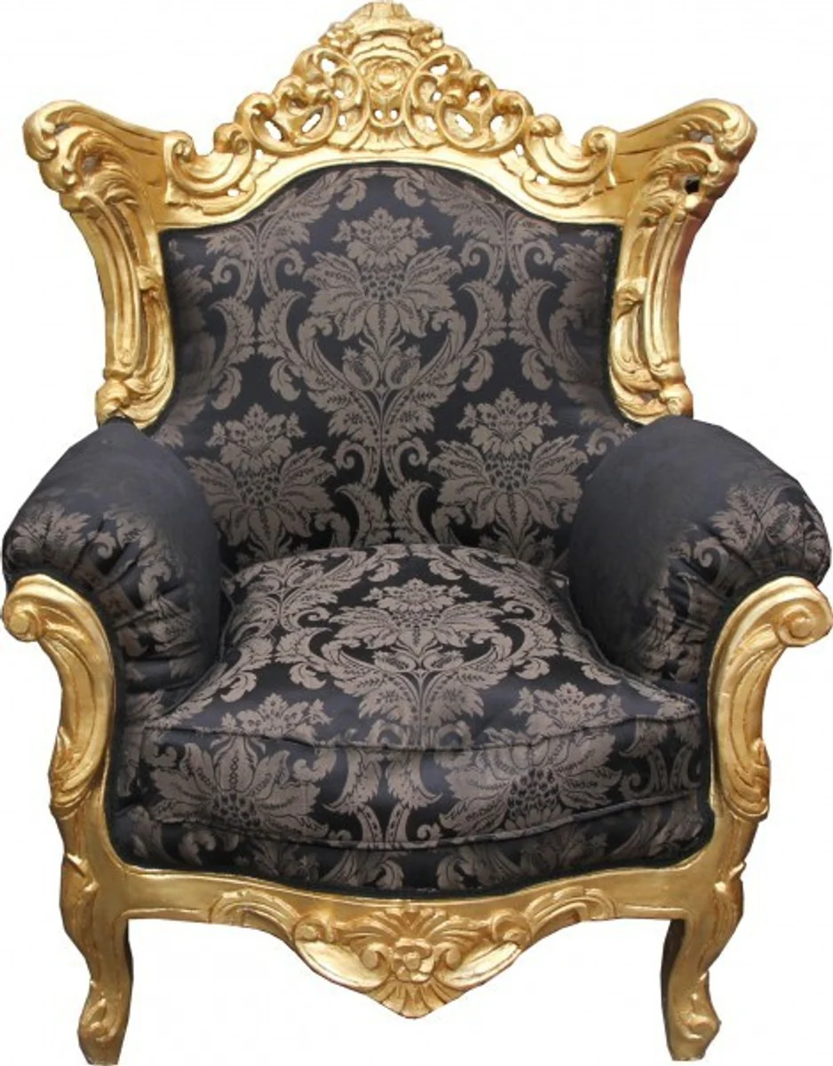 Baroque armchair Al Capone black pattern / gold