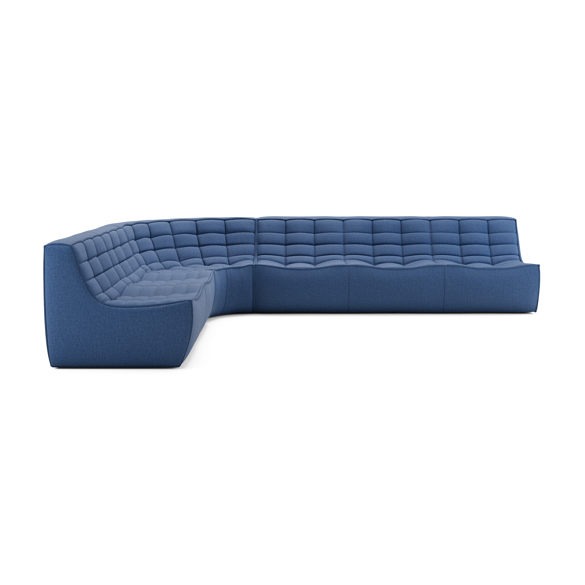 Modulaire bank N701 blue set 2 + 3 seat, 90° ronde hoek