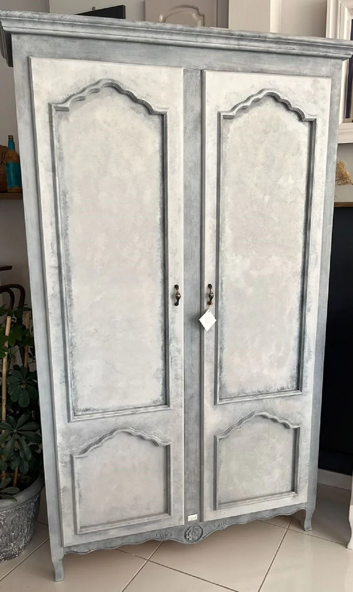 Country house style cupboard gray 111 x 40 x H. 194 cm - country house style solid wood cupboard with 2 doors - country house style solid wood furniture