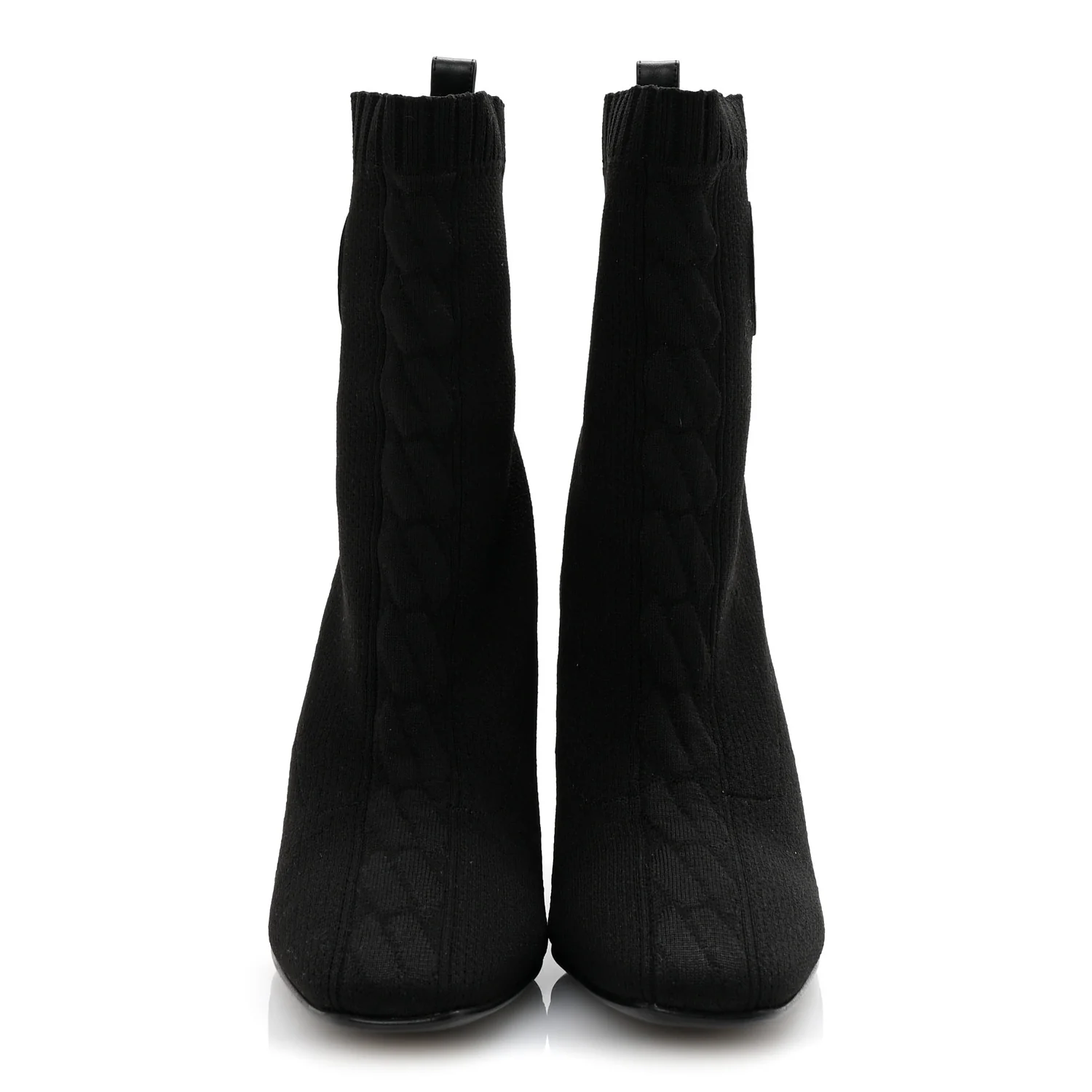 Knit Calfskin Volver 90 Ankle Boots 35 Black - Top Club