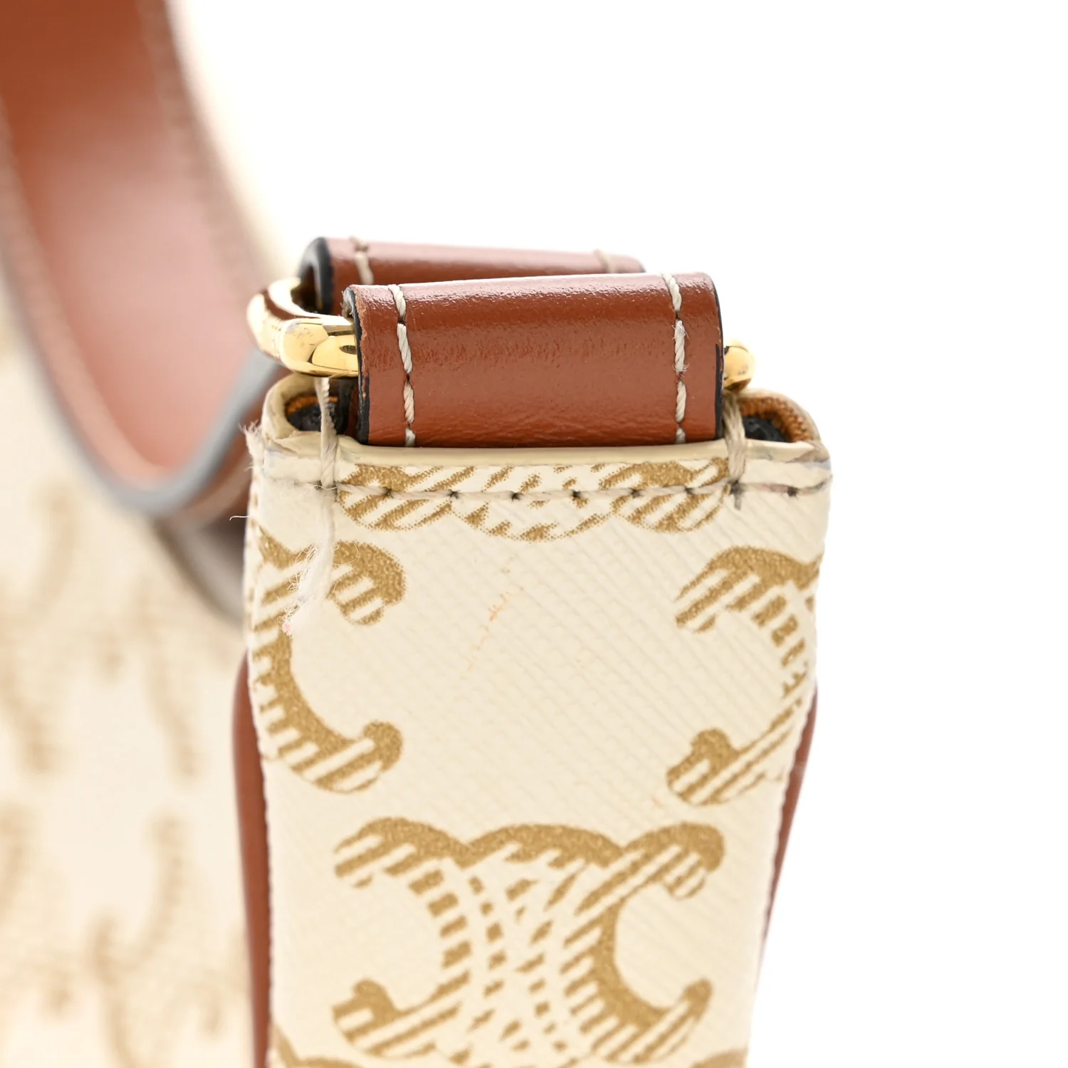 Canvas Calfskin Ava Triomphe Shoulder Bag White - Top Club