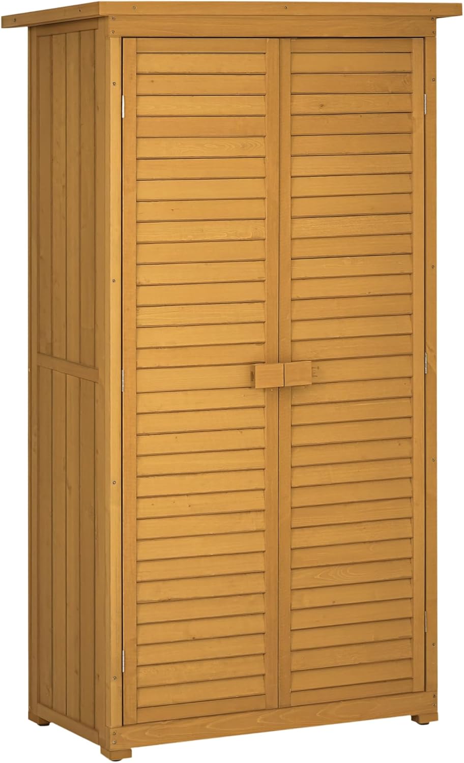 Outsunny Casetta da Giardino in Legno con Tetto Impermeabile, Armadio da Esterno Porta Attrezzi da Giardino con 3 Mensole, 87x46.5x160cm