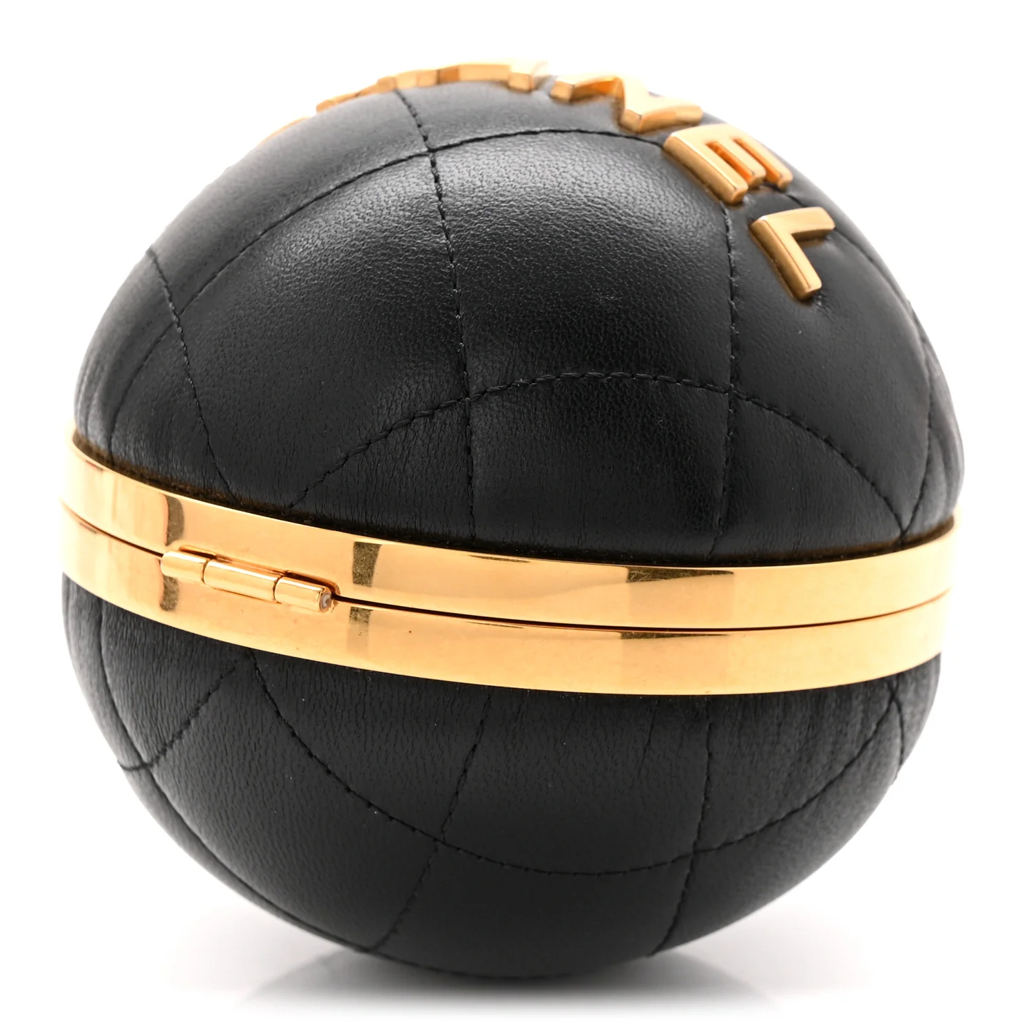 Lambskin Quilted Sphere Minaudiere Chain Clutch Black - Top Club