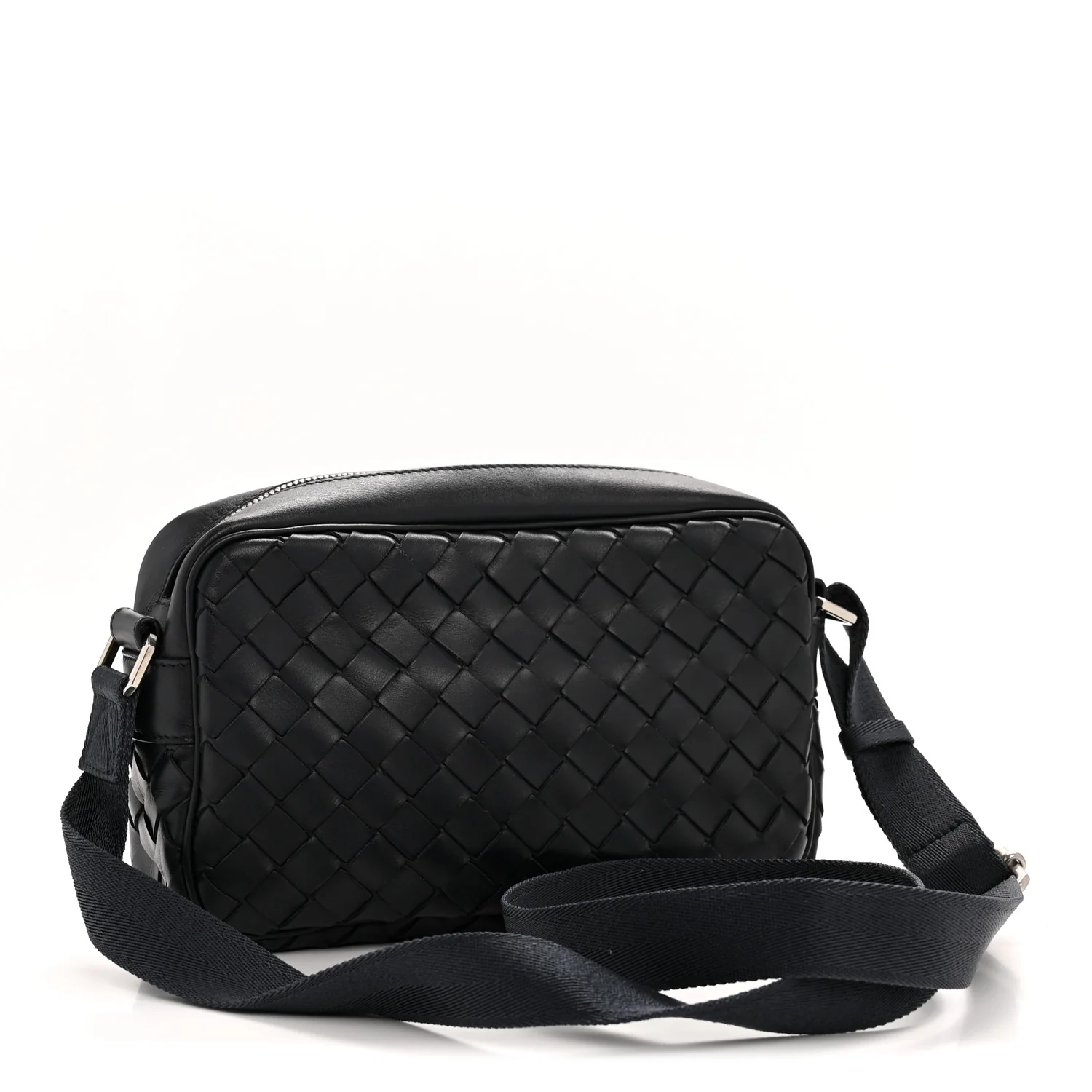 Calfskin Intrecciato Small Camera Bag Navy - Top Club