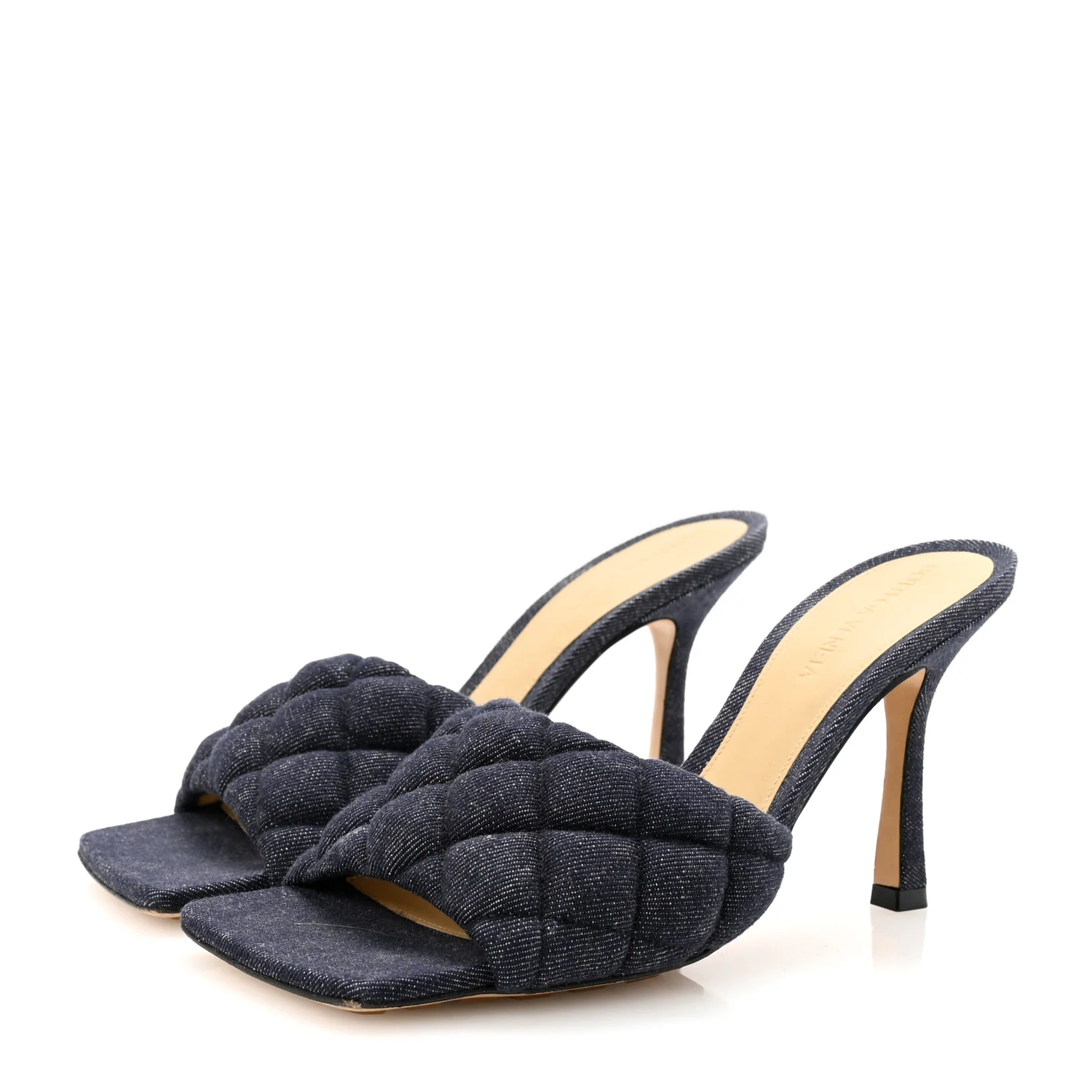 Denim Matelasse Padded Mule Sandals 37.5 Indigo - Top Club