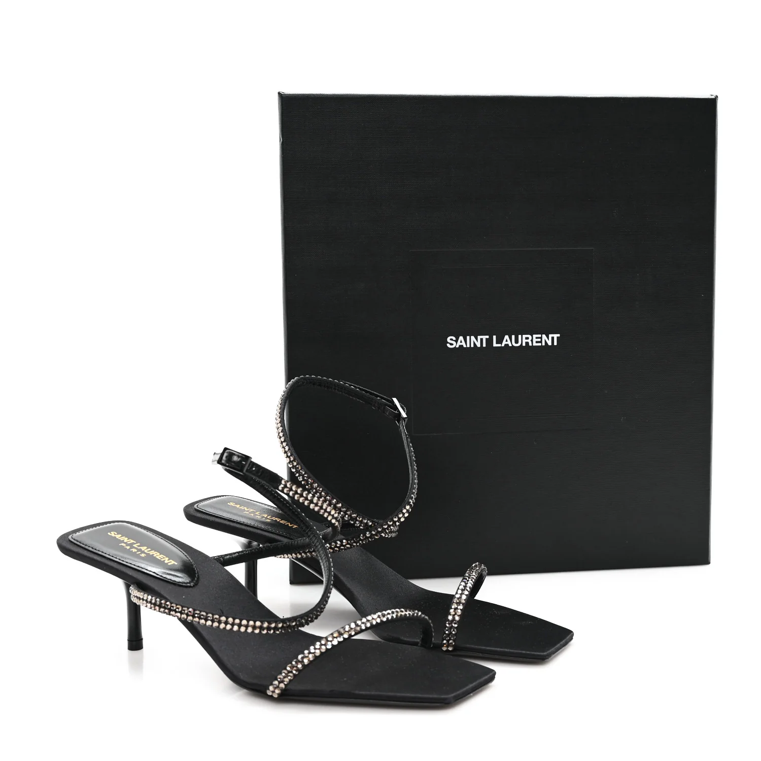 Crepe Satin Baliqua 55 Vett Ankle Strap Sandals 36.5 Black - Top Club