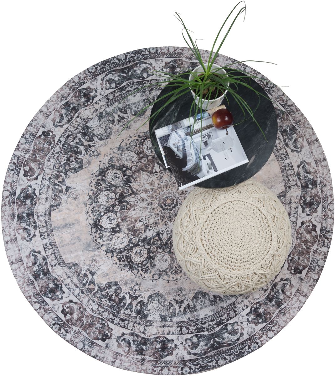 Vloerkleed Viola Antraciet rond ⌀160 cm