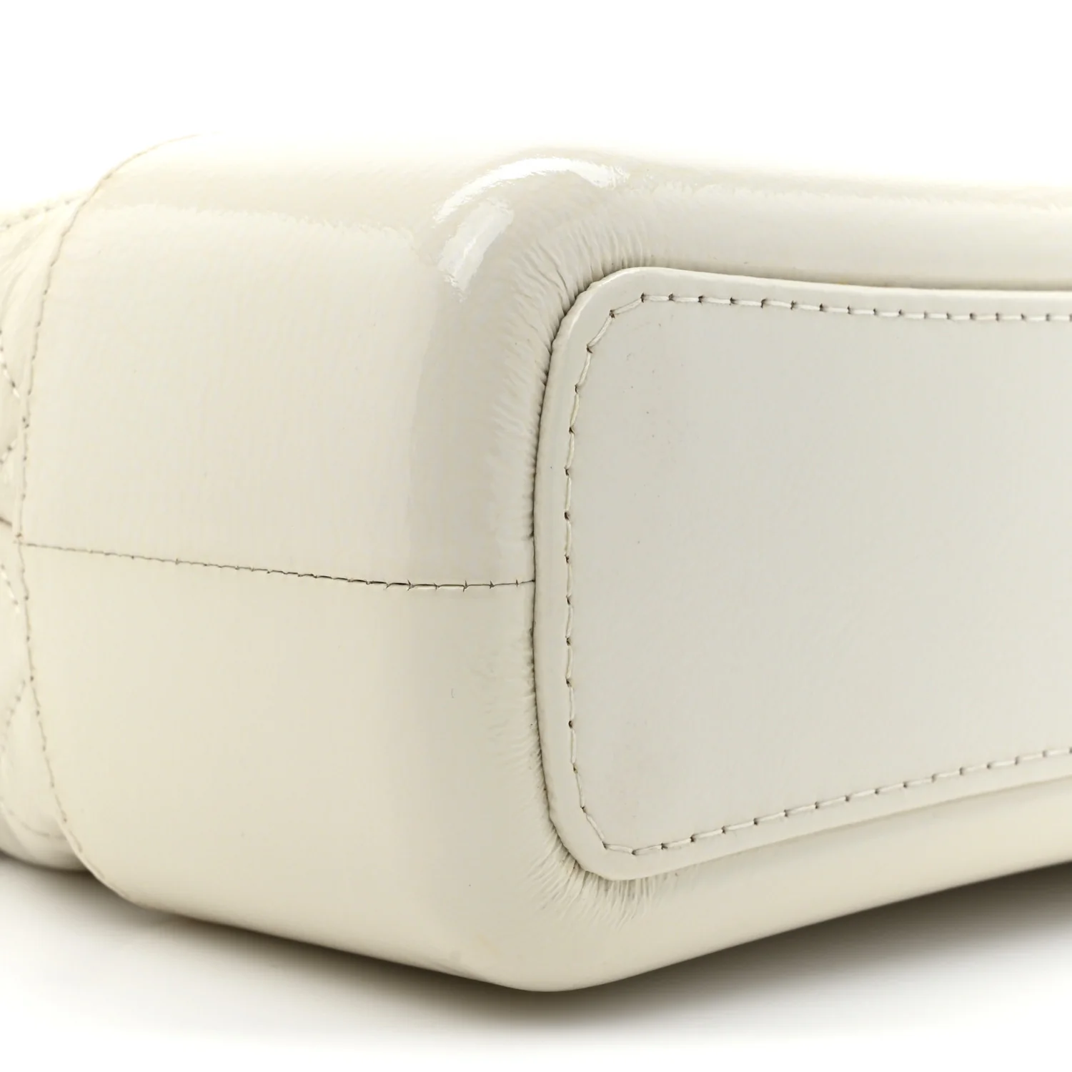 Patent Goatskin Quilted Medium Gabrielle Hobo White - Top Club