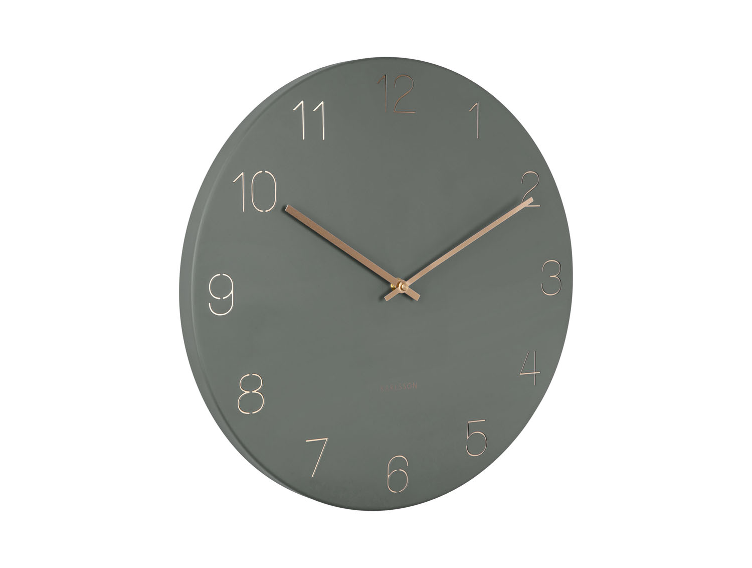 Wall clock Charm engraved numbers jungle green