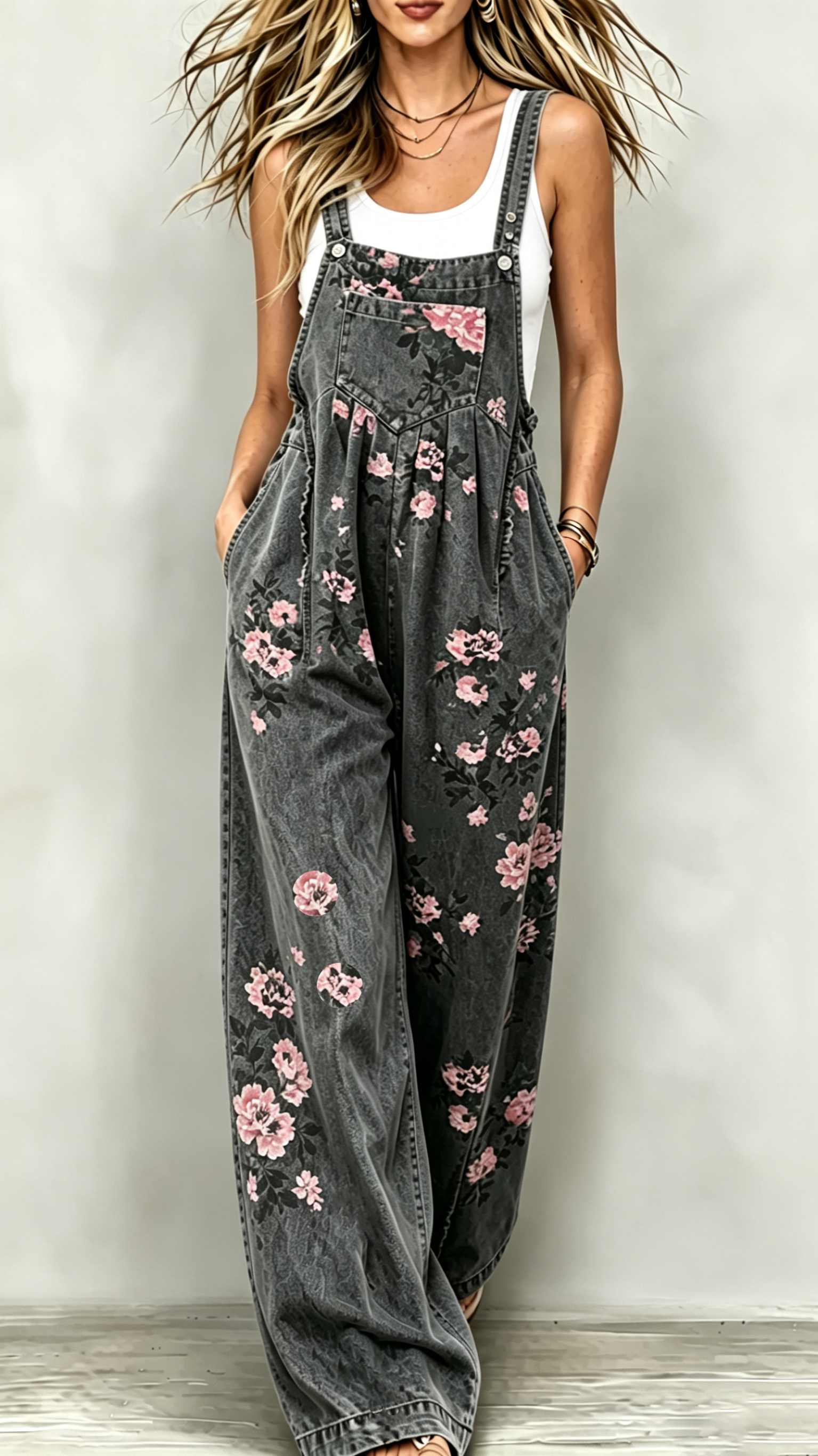 Printed Casual Jumpsuit — Sleeveless Overalls - Nordfashionstorm - Women's Clothing, Fashion for You - Nordfashionstorm.com