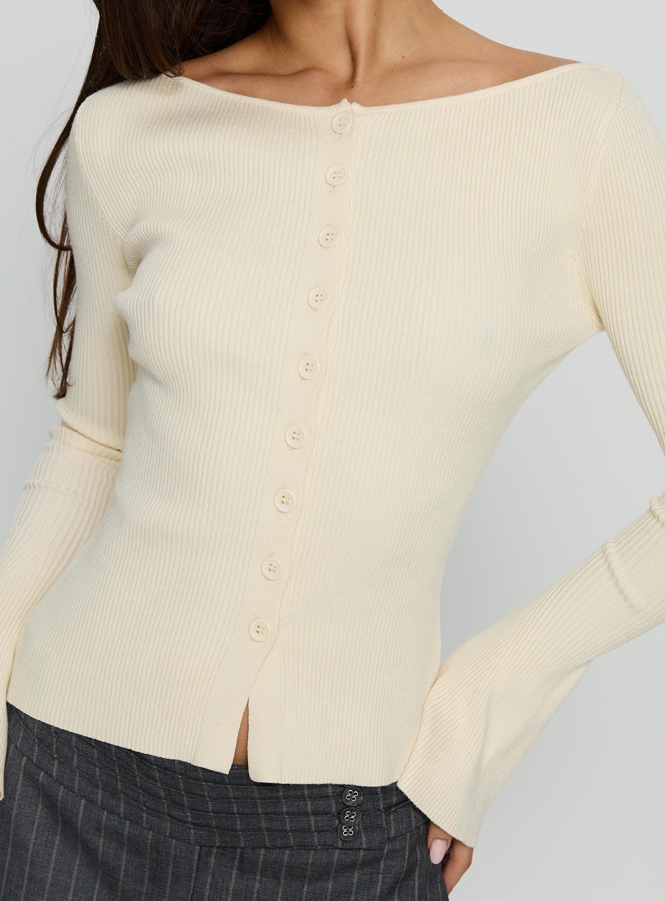 Tahnia Off Shoulder Button Up Top Butter