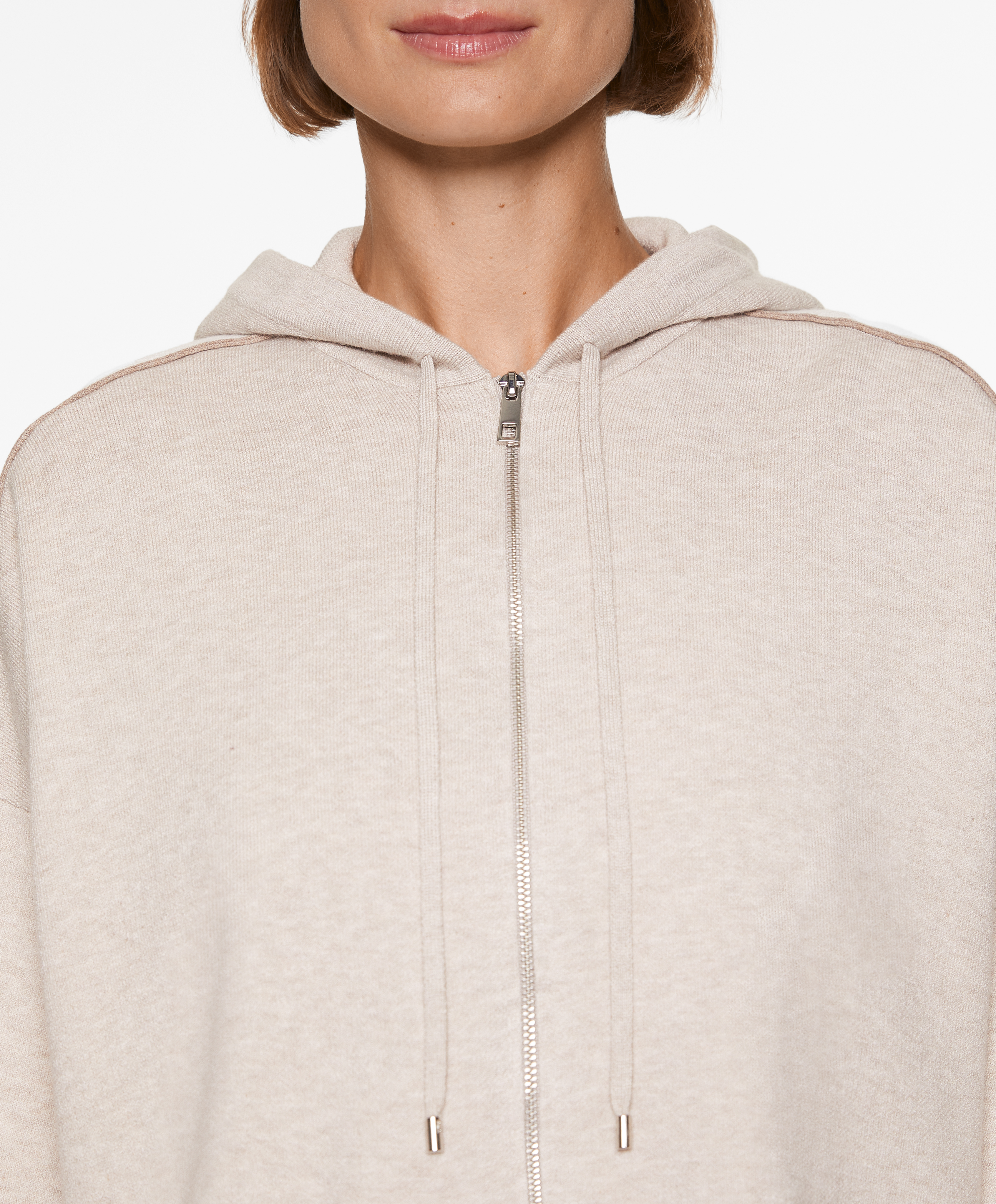 OYSHO Knit zip-up jacket with piping