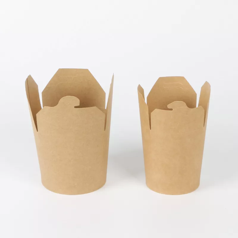Disposable Kraft Paper Noodle Containers – Leakproof Takeaway Food Buckets