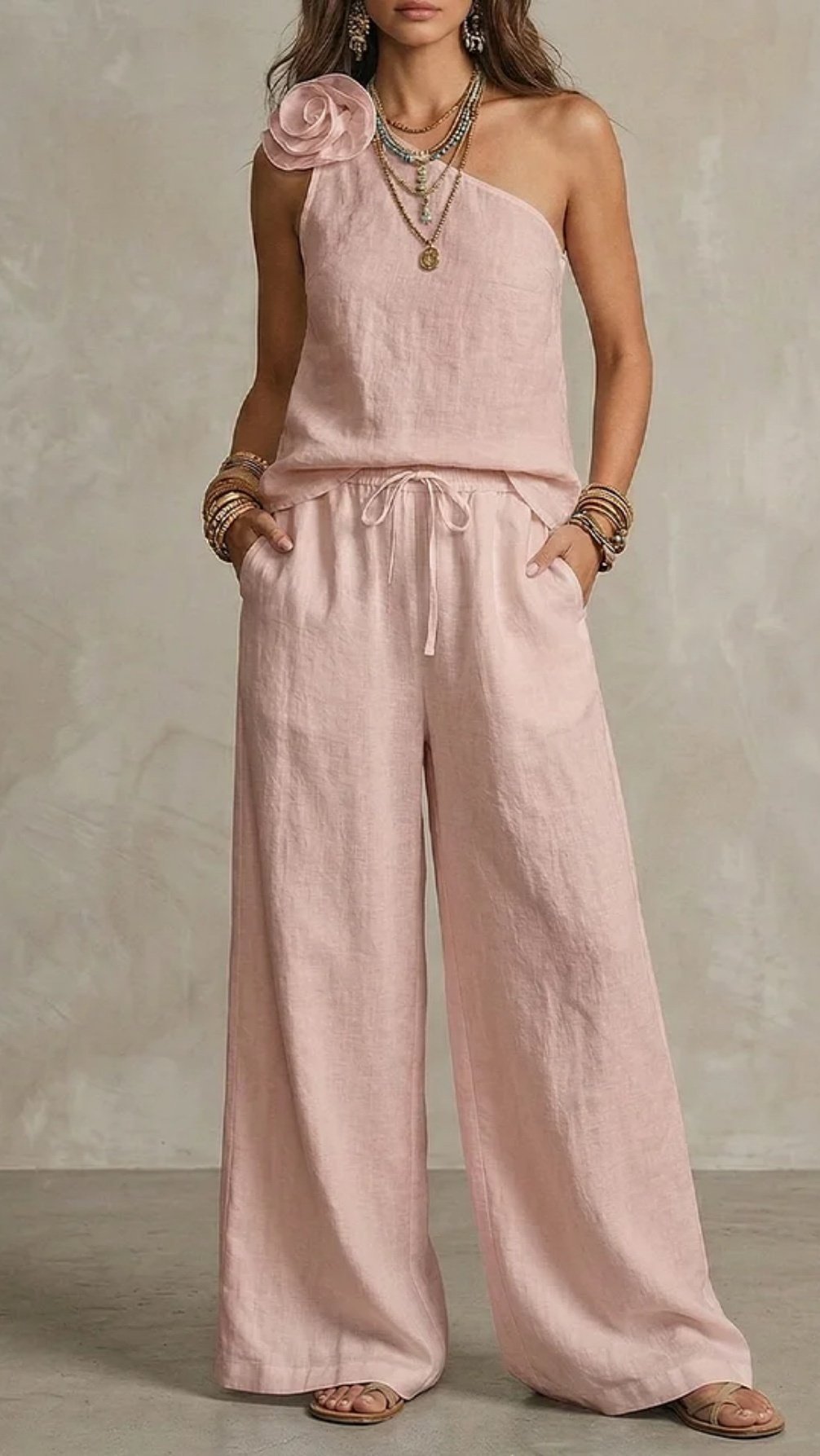 Women's Two-Piece Set: One-Shoulder Strap Top & T-Shirt - Nordfashionstorm - Women's Clothing, Fashion for You - Nordfashionstorm.com