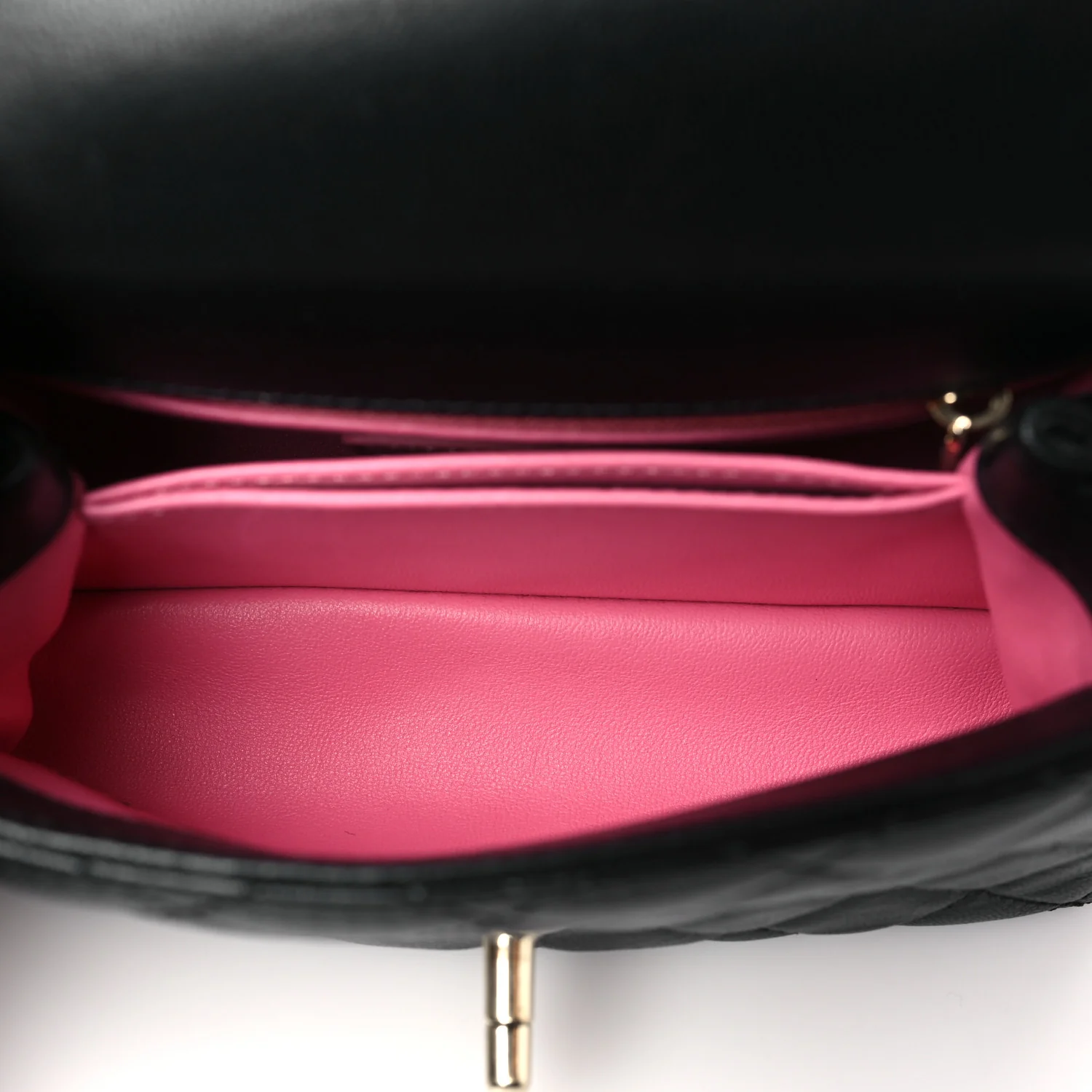 Goatskin Quilted Rainbow Extra Mini Coco Handle Flap Black - Top Club