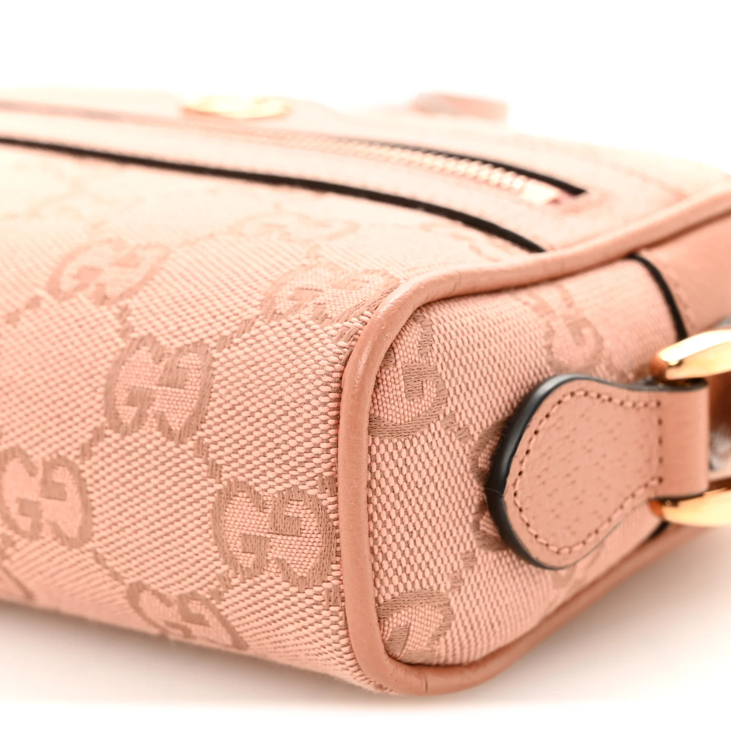 Monogram Textured Dollar Calfskin Mini Ophidia Shoulder Bag Cloche Rose Pink - Top Club