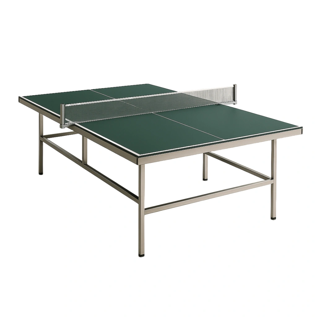 Green steel table tennis table for indoor and outdoor use, 274 x 152.5 x 76 cm