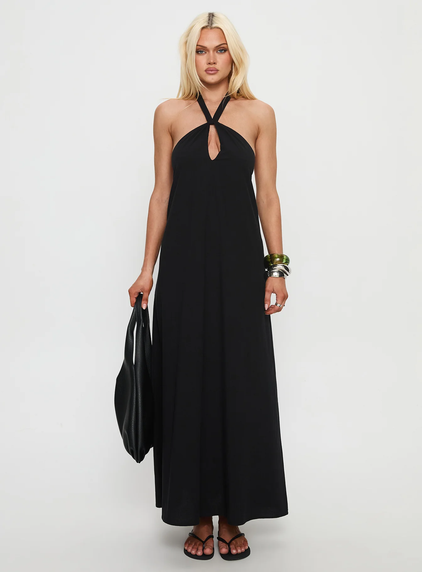 Kaiana Keyhole Halter Maxi Dress Black