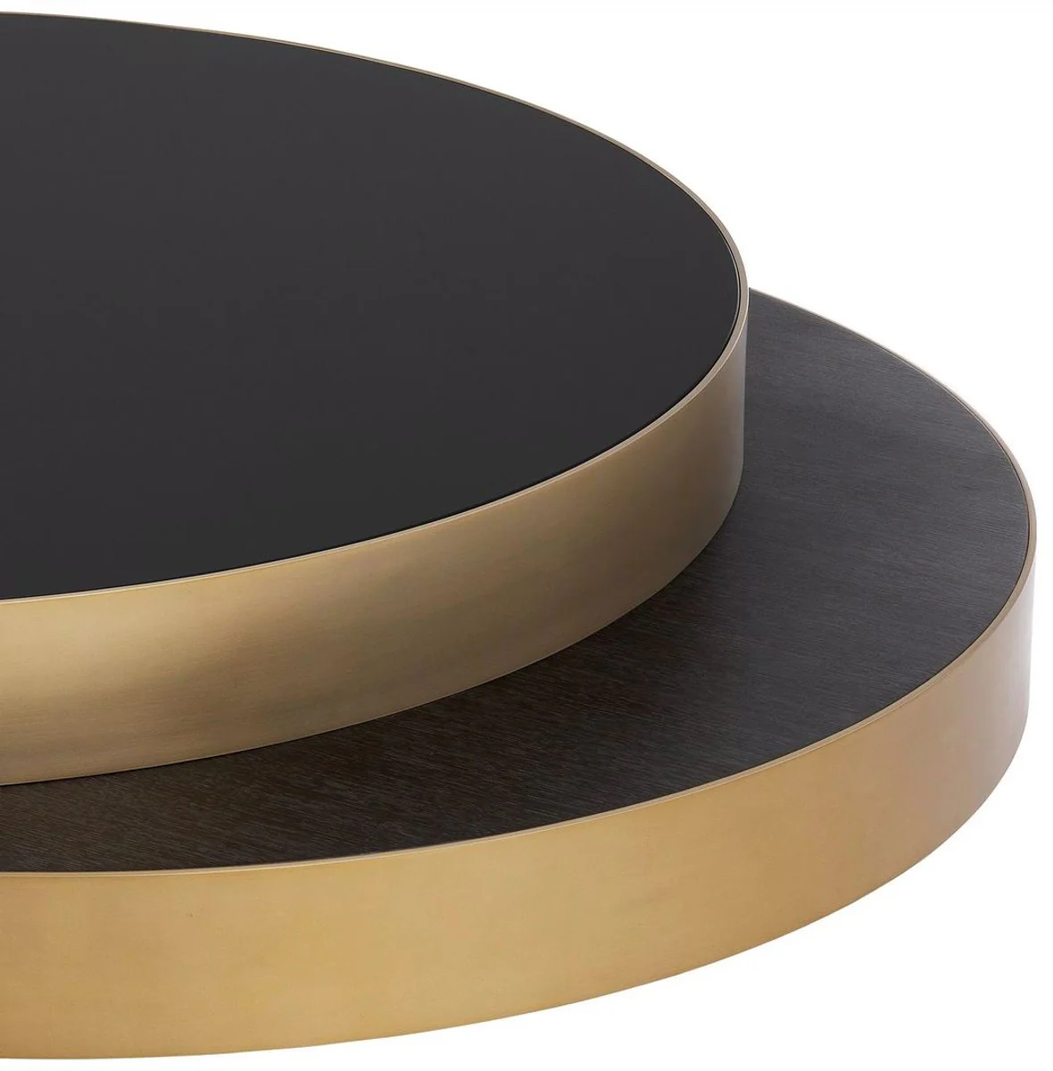 Luxury coffee table brass / black / black gray 140 x 120 x H. 28.5 cm - Modern living room table - Living room furniture - Luxury quality