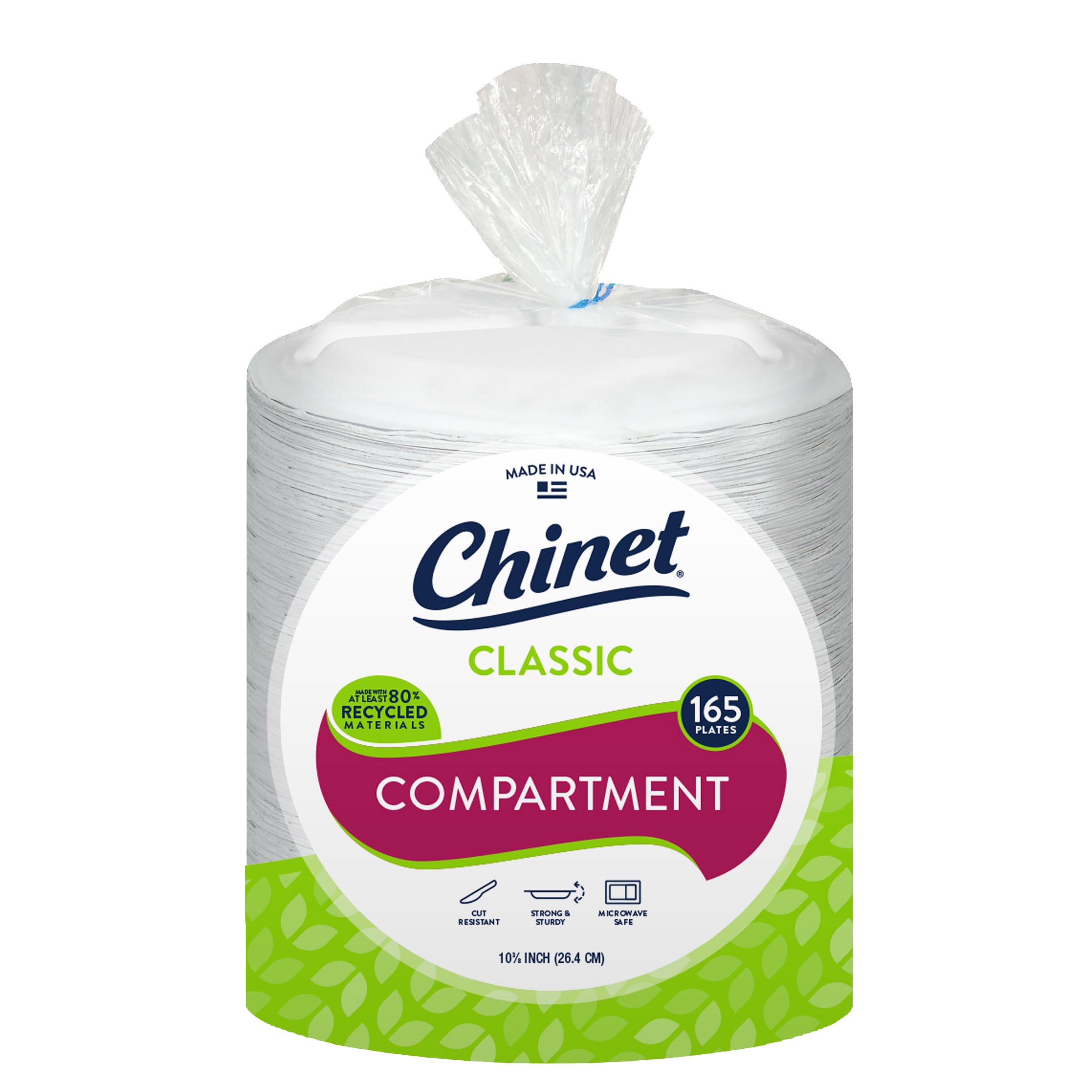 Chinet Classic Compartment 10-3/8' Paper Plate, 165-count